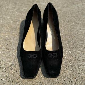 Vintage Plush Suede Ferragamo Logo Loafers